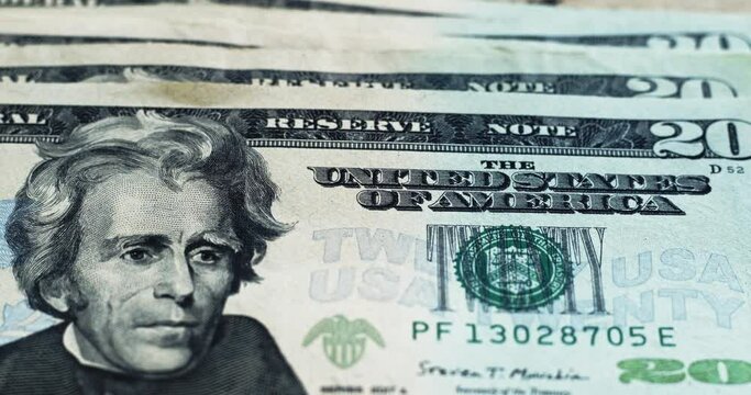 Andrew Jackson in 20 dollar bills USDs 4k