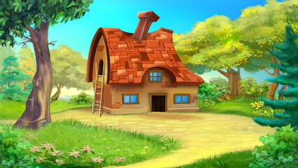 Obraz na płótnie Canvas Fairy tale cartoon garden house 02