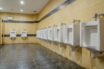 Urinals Men public in toilet room, wc - 499536066