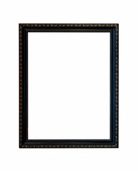 Ornamented wood empty picture frame Isolated on white background