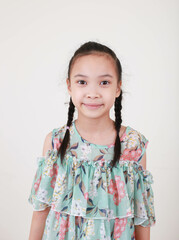 Little Asian on white background