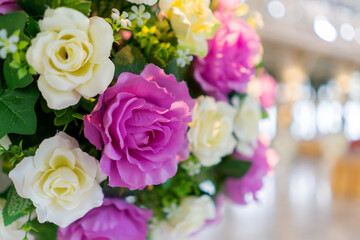 Roses and flower artificial texture background for wedding scene