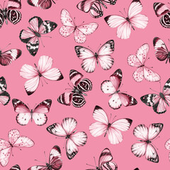 Fototapeta na wymiar Butterfly watercolour clip art for wedding invitation or greeting cards