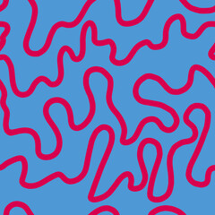 pattern with curved pink lines on a blue background