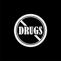 Fototapeta na wymiar No drugs sign isolated on dark background