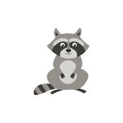 Cute cartoon baby raccoon character flat vector illustration isolated. © sabelskaya