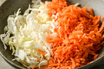 cabbage and carrot salad in a plate