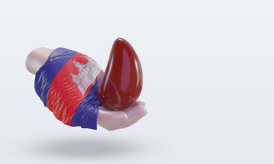 3d world blood donor day Cambodia flag rendering left view
