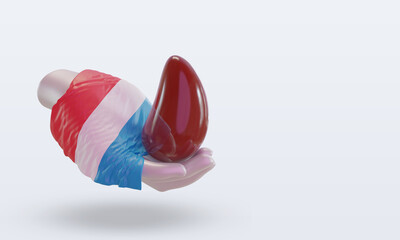 3d world blood donor day Luxembourg flag rendering left view