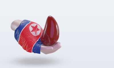 3d world blood donor day North Korea flag rendering left view