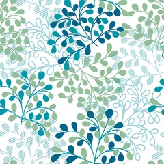 Abstract Green Leaves Organic Vector Graphic Seamless Pattern