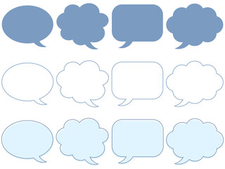 吹き出し12種セット　ブルー