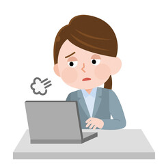 やる気が出ない女性会社員　イラスト