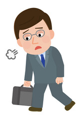 やる気が出ない出勤途中の男性会社員　イラスト