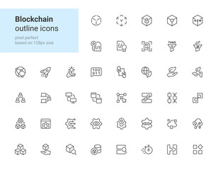 Blockchain outline icons