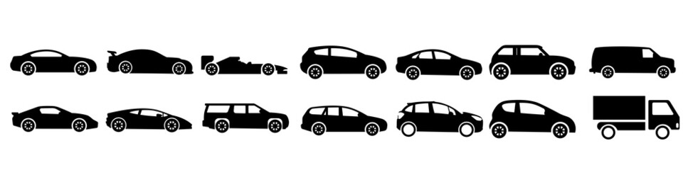 Car vector icon set. Automobile illustration sign collection. auto symbol. vehicle logo.