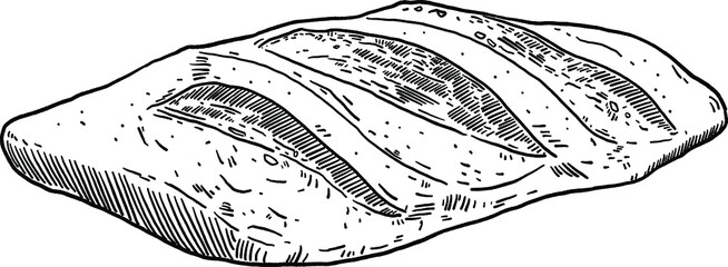 Sourdough bread Whole wheat Hand drawn line art Food Illustration