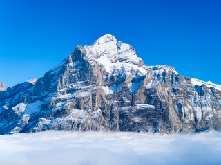 Mountain scenery in the Swiss Alps. Mountains peaks. Natural landscape. Mountain range and clear...