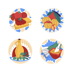 The set of Spanish food for stickers, logo designs, t-shirts, etc.