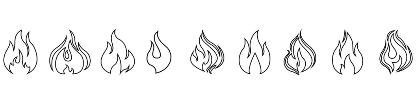 Fire icon vector set. flames illustration sign collection. hot symbol or logo.