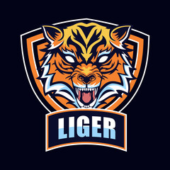 Tiger head  mascot logo design for esport