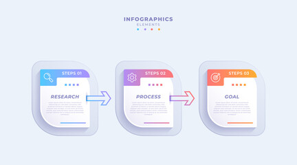 Gradient business infographic template with three steps
