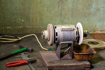 Disk of Professional Metal Polishing Machine for Metal Items In Workshop.