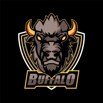 Buffalo head  mascot logo design for esport