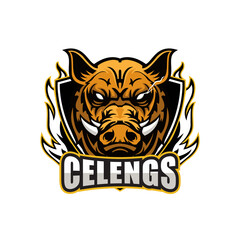 Wild boar head  mascot logo design for esport