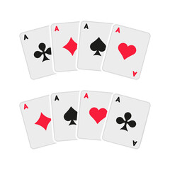 Four Aces Poker Playing Cards Set. Vector