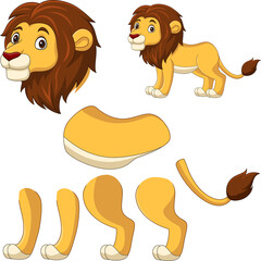 Cartoon lion for animation set