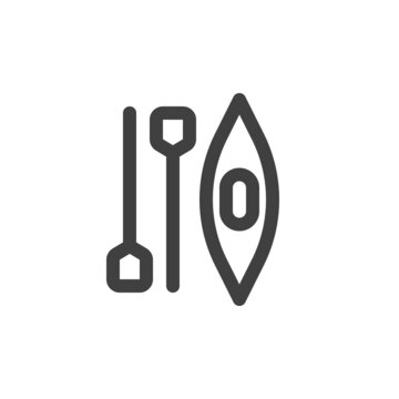 Kayak and paddle line icon