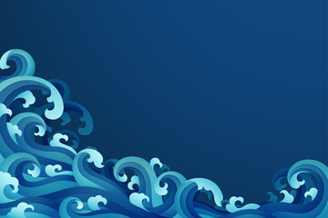 Abstract background with papercut style of rushing wave