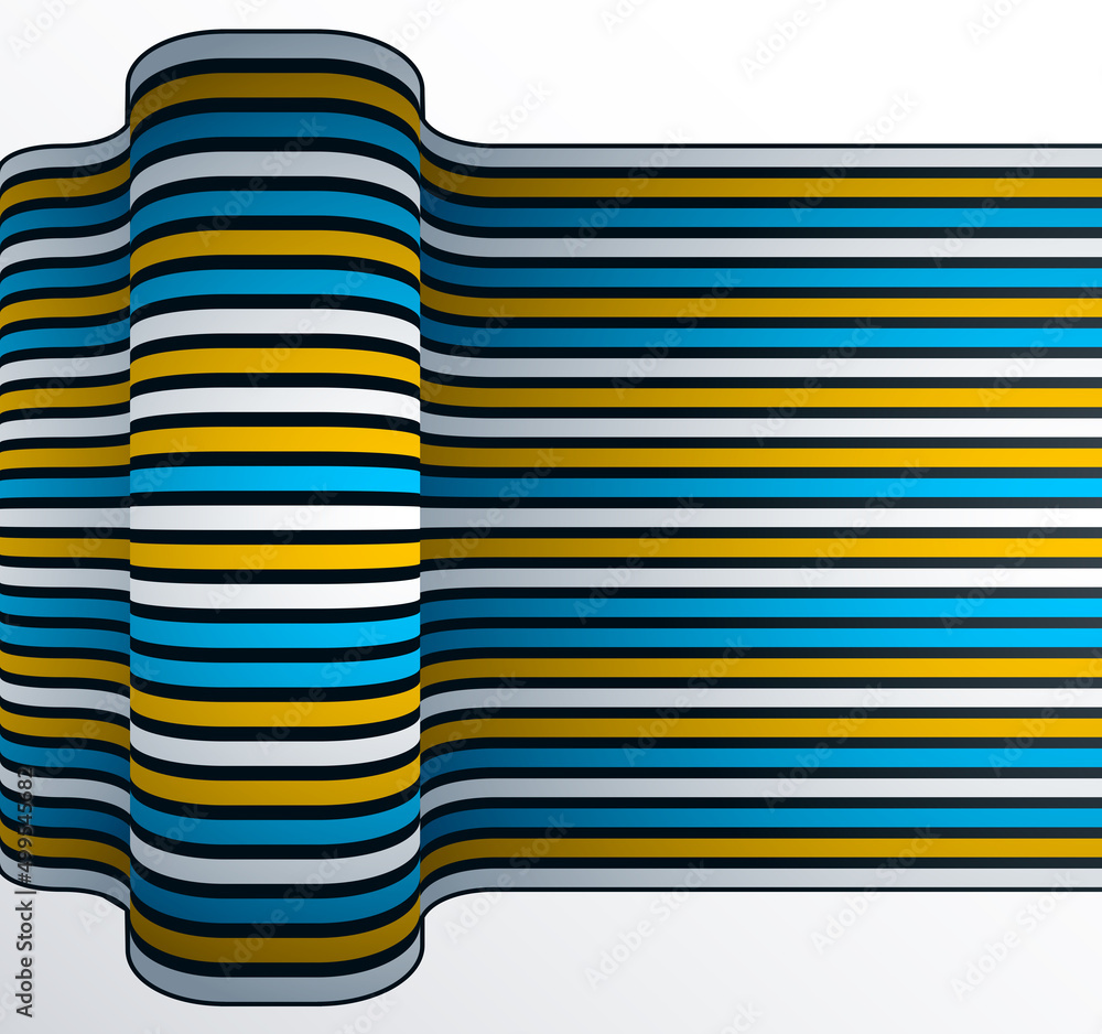 Poster abstract lines in 3d dimensional perspective abstract vector background, cool funky design layout, 7