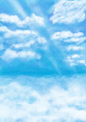 Naklejka na ściany i meble 飛行機から見た一面に広がる絨毯の雲と空