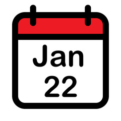 Calendar icon with twenty second January