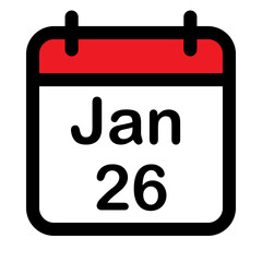 Calendar icon with twenty sixth January