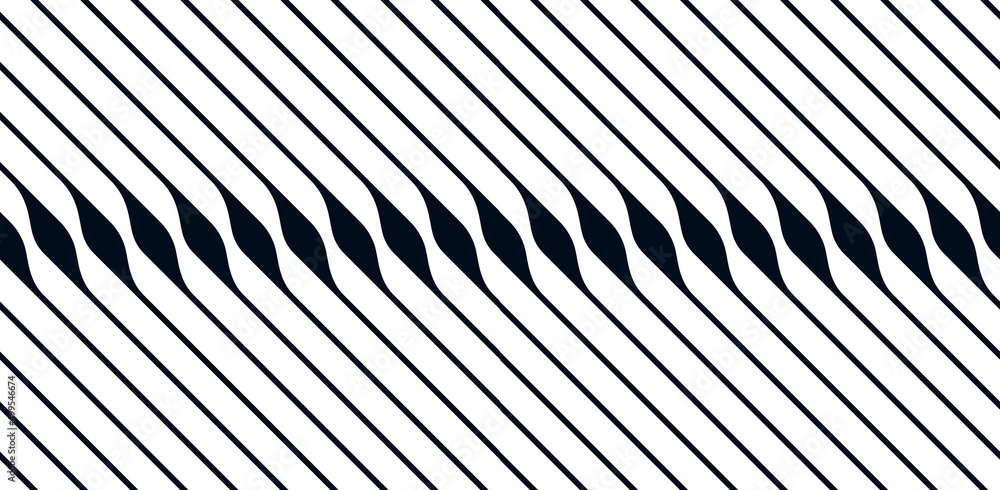 Poster geometric wavy lines seamless pattern vector, 3d dimensional endless background wallpaper design ima