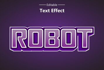 robot text effect with purple color for brand and logo.