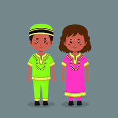 Couple Character Wearing South Africa Traditional Dress