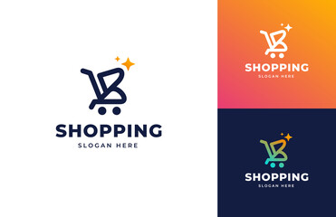 Creative letter B cart shopping vector logo design, Smart buy cart store logo design