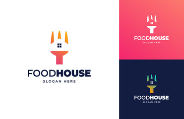Fork house cutlery restaurant vector logo design, Home cook culinary product logo design