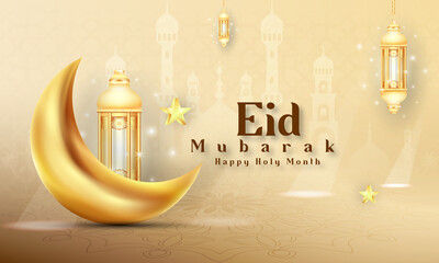 Eid Mubarak or Eid ul Fitr on the Islamic design concept