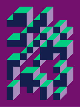 Implementation of Edward Zajec&rsquo;s &ldquo;Il Cubo&rdquo; from 1971. Essentially a Truchet tile set of 8 tiles and rules for placement art illustration