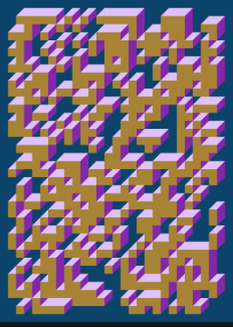 Implementation of Edward Zajec&rsquo;s &ldquo;Il Cubo&rdquo; from 1971. Essentially a Truchet tile set of 8 tiles and rules for placement art illustration