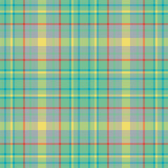 Plaid seamless pattern in green. Check fabric texture. Vector textile print.