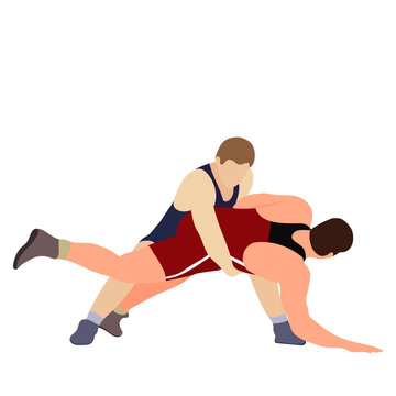 Athlete wrestler in wrestling, duel, fight. Greco Roman, freestyle, classical wrestling.