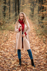 Beautiful girl, girl in a coat, girl in the woods