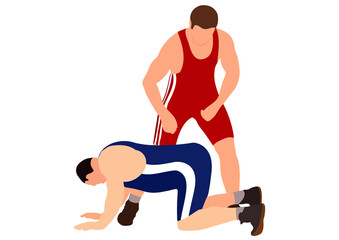 Fototapeta na wymiar Athlete wrestler in wrestling, duel, fight. Greco Roman, freestyle, classical wrestling.