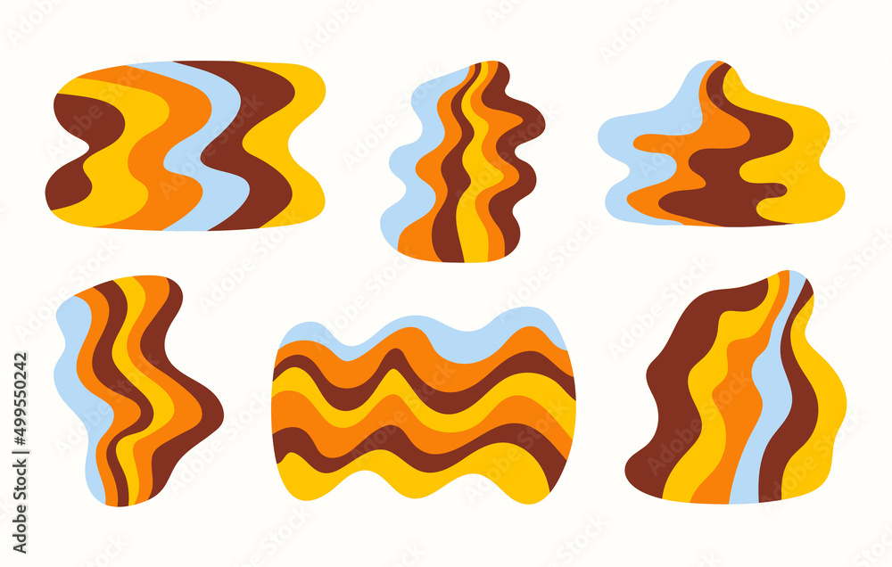 Aufkleber retro set colorful abstract wavy shapes isolated on white background. trendy vector illustration in 